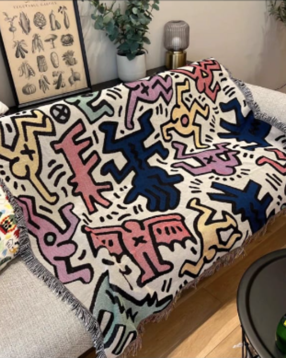 Cosmic Hug Throw – Pop Edition | Colorful Woven Art Blanket