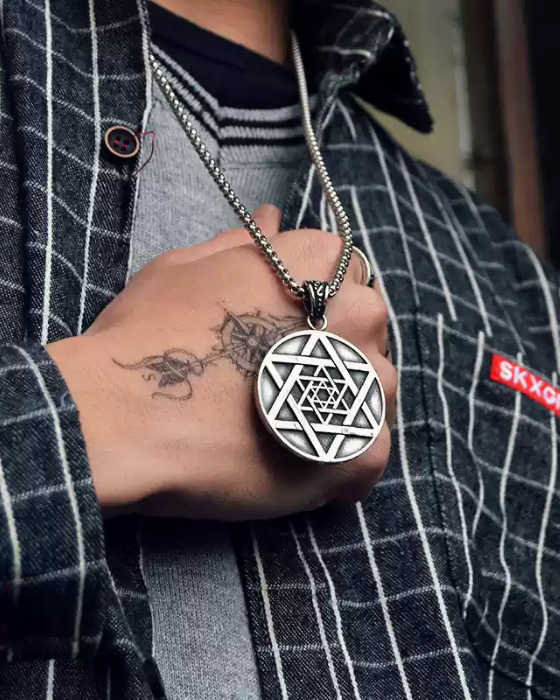 TitanCore Pendant Necklace- Double-Sided Hexagram`````