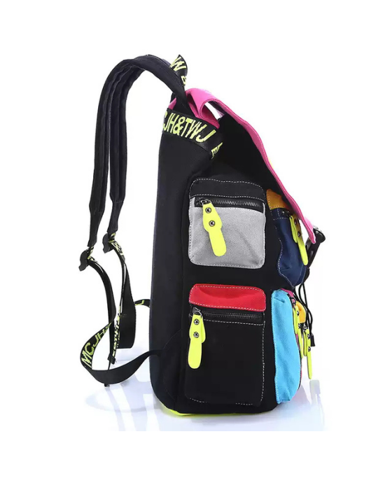 Multi-Pocket Color-Block Backpack