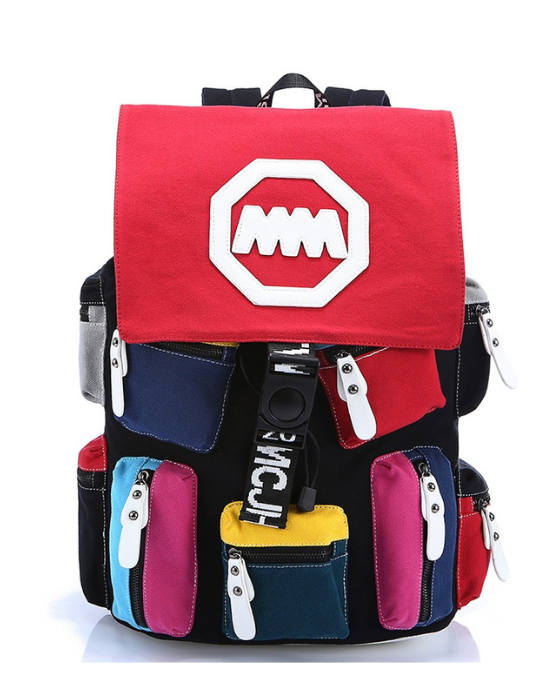 Multi-Pocket Color-Block Backpack