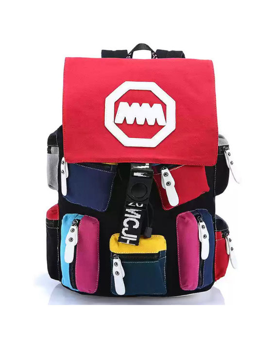 Multi-Pocket Color-Block Backpack