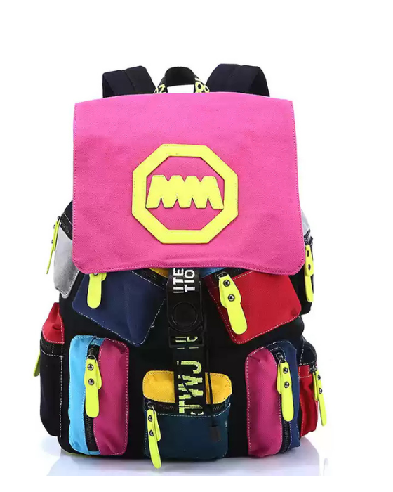 Multi-Pocket Color-Block Backpack