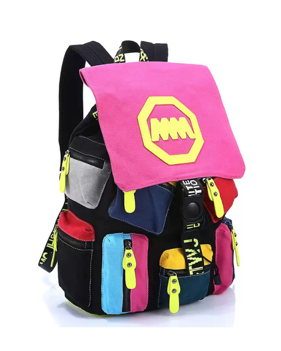 Multi-Pocket Color-Block Backpack