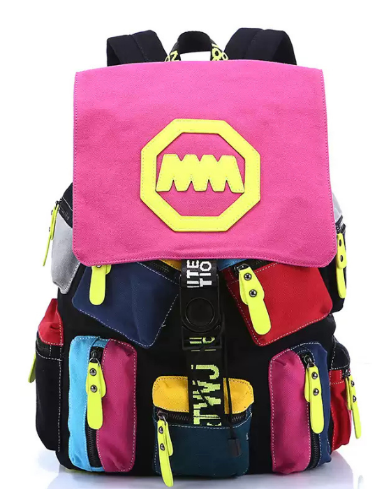Multi-Pocket Color-Block Backpack
