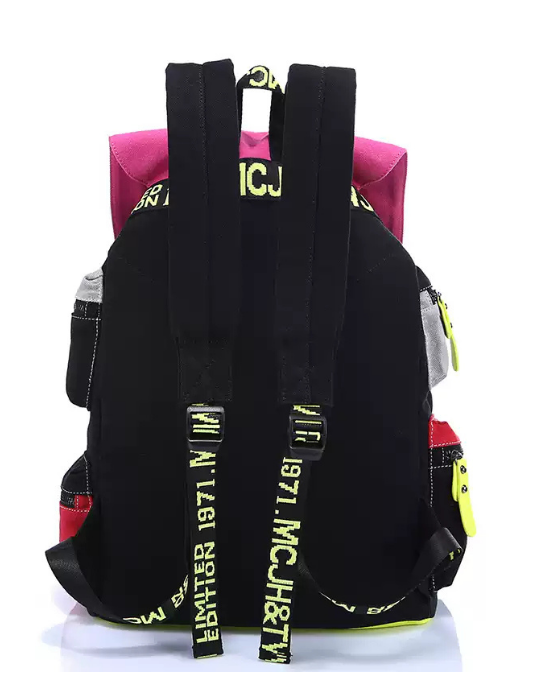 Multi-Pocket Color-Block Backpack