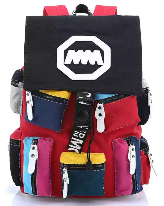 Multi-Pocket Color-Block Backpack