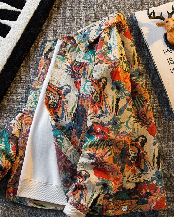 Tiger Jacquard Denim Jacket