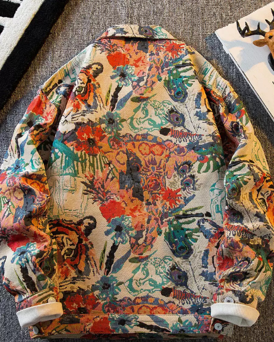 Tiger Jacquard Denim Jacket