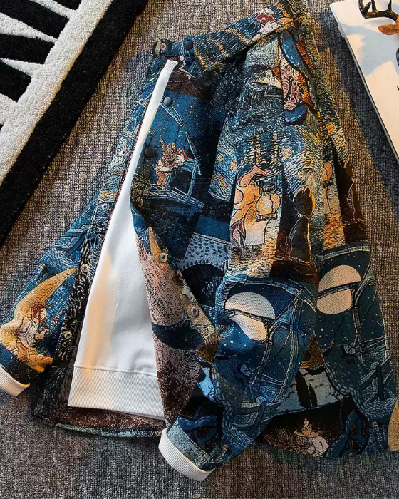 The Vintage American Van Gogh Floral Jacket (Starry Skies)
