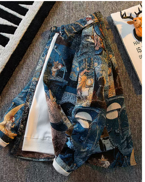 The Vintage American Van Gogh Floral Jacket (Starry Skies)